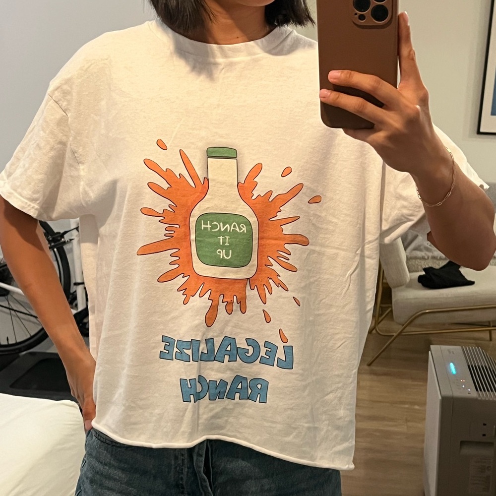 White Graphic T-Shirt with Ranch Design